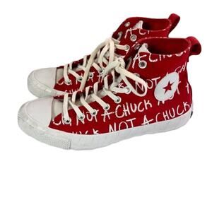 Converse Sneakers Unisex M 8.5 W 10.5 Red White High Top Not A Chuck Embroidered